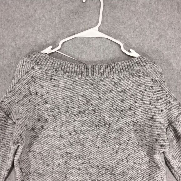 Zara Knit Pullover Sweater Womens Small Gray Marled V-Neck Italian Yarn Ribbed - Picture 10 of 11